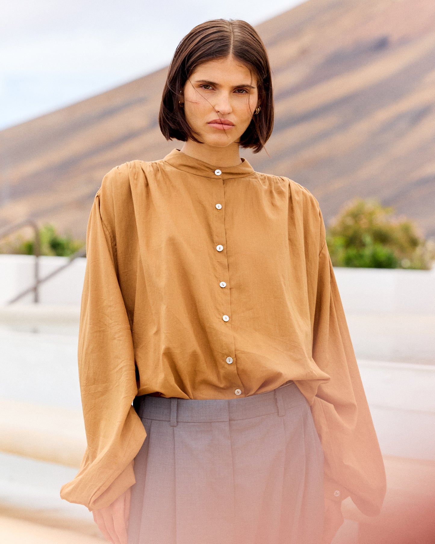 Chemise en coton ample – Caramel - Chemises & tops Mes Demoiselles