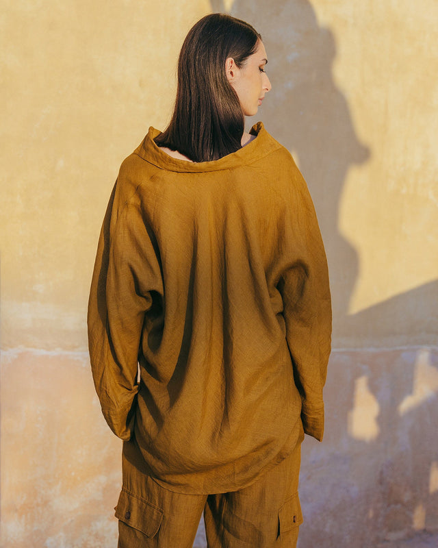 Blouse Cicco - Bronze : Blouse en toile de lin bronze Mes Demoiselles - Image 3