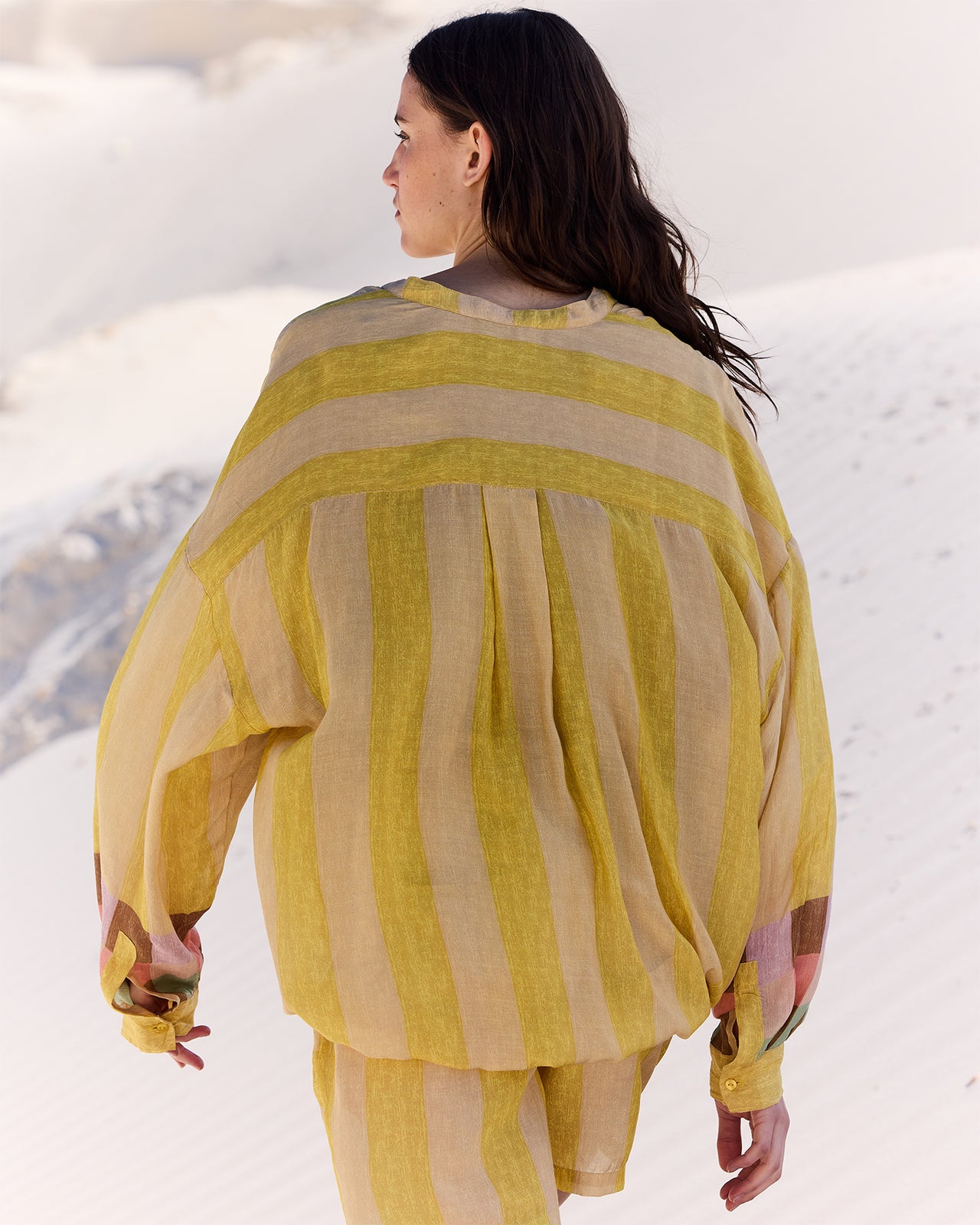 Blouse Ema - Jaune : Chemise à enfiler en gaze de modal rayé jaune Mes Demoiselles - Image 4