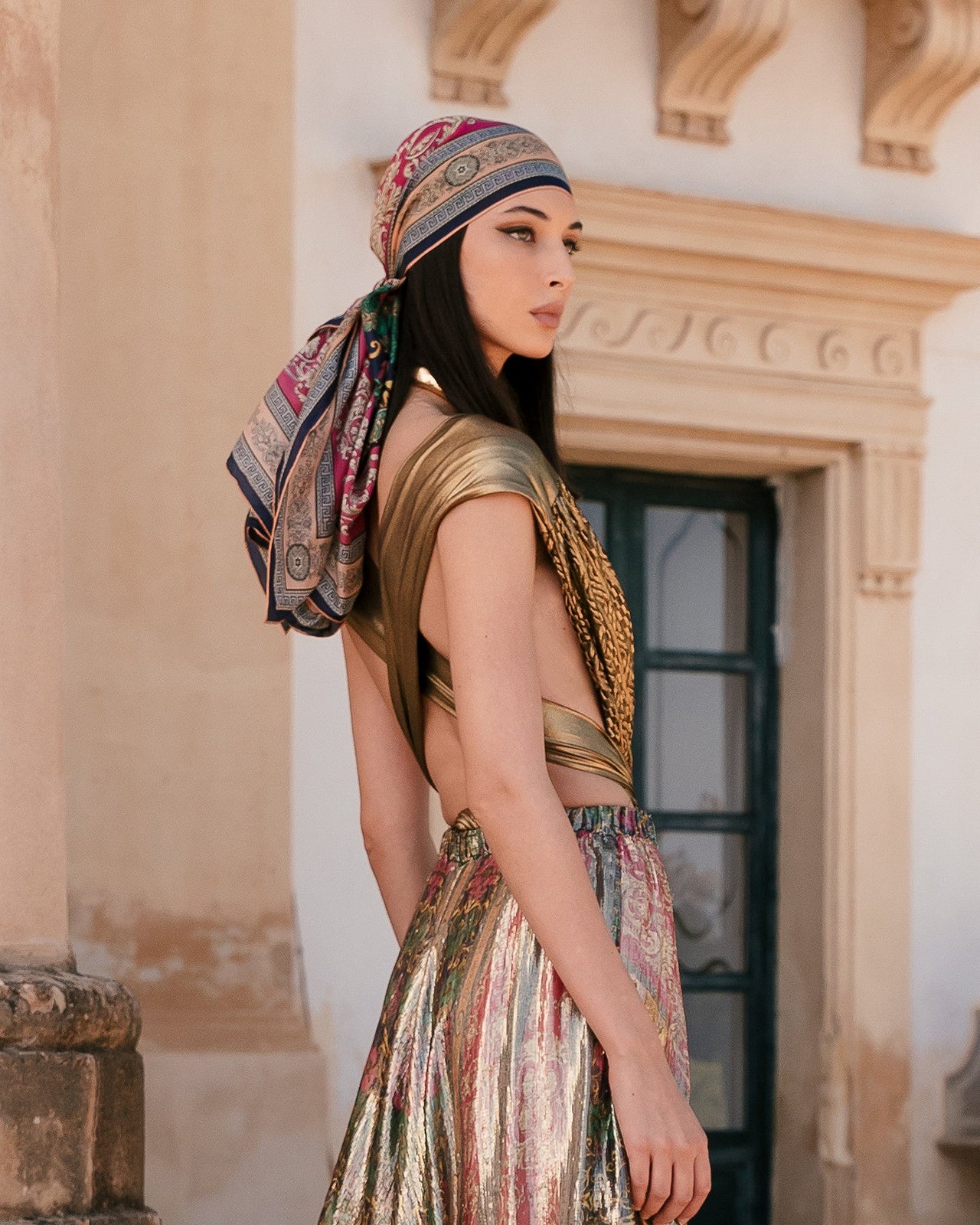 Splendide foulard en soie lurex imprimé - Accessoires Mes Demoiselles - Image 1