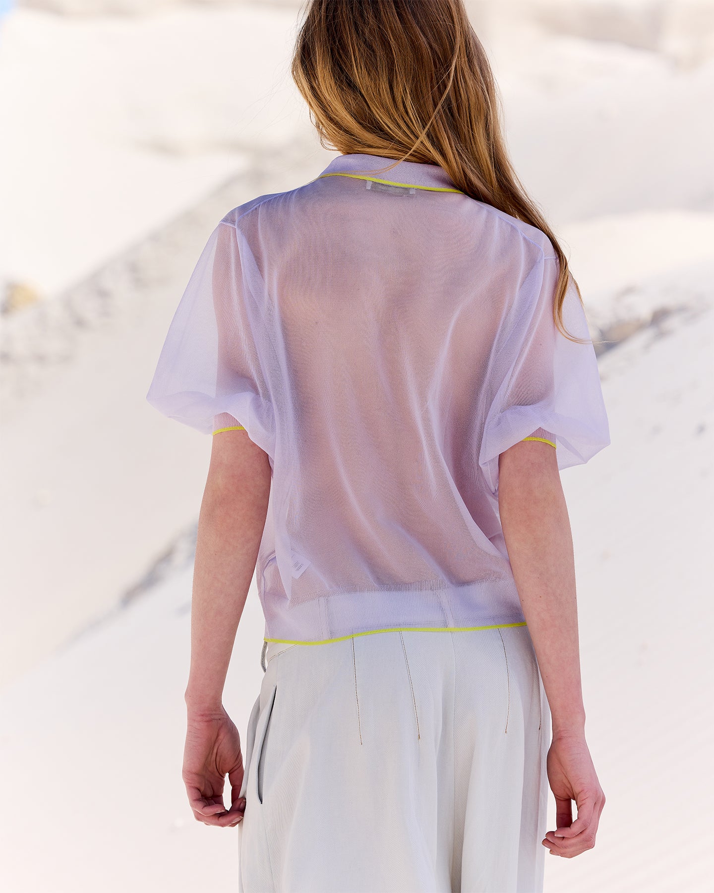 Top Glesni - Violet : Top polo lilas transparent et irrisé Mes Demoiselles