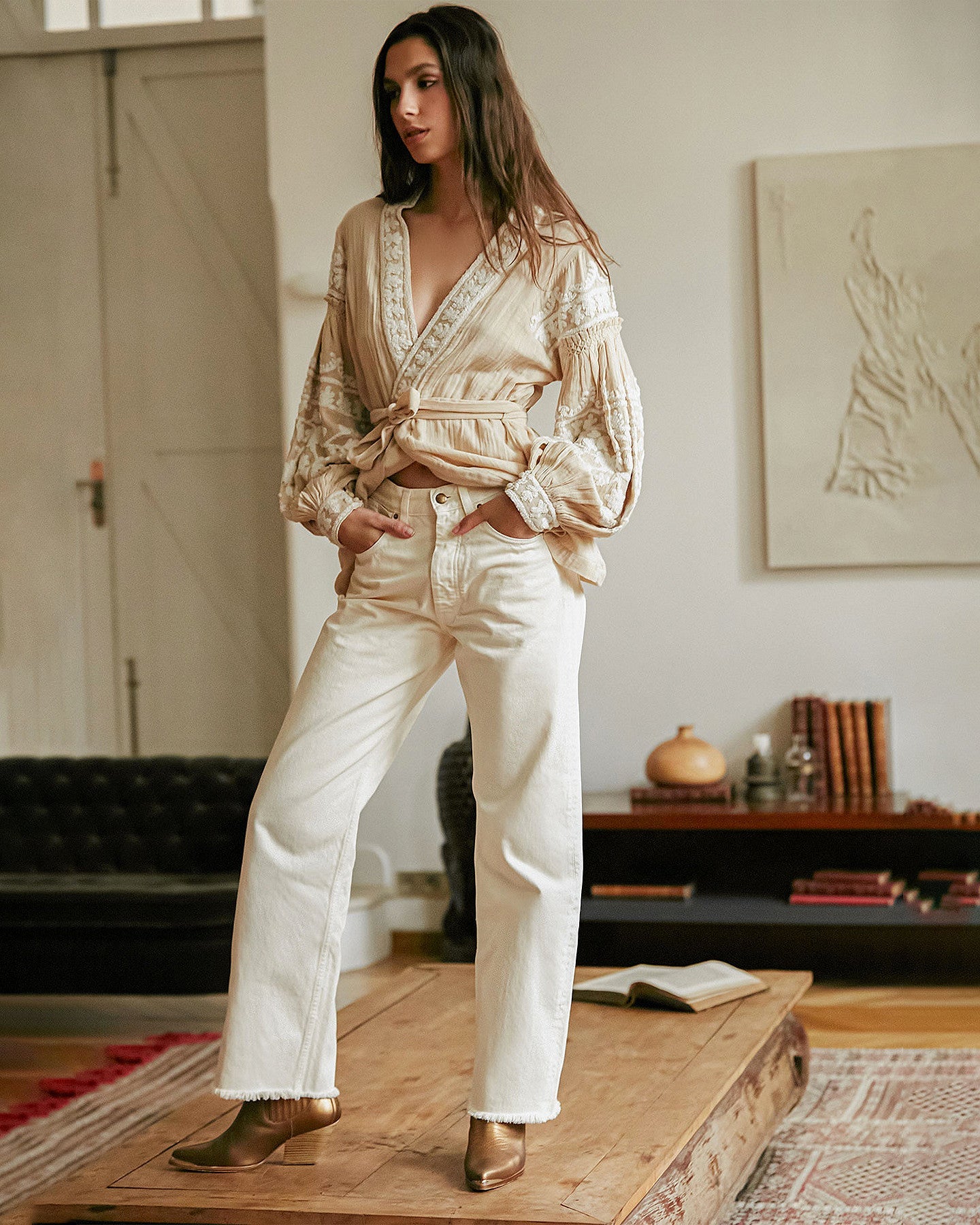 Jeans Mustang  Ecru | Mes Demoiselles Paris