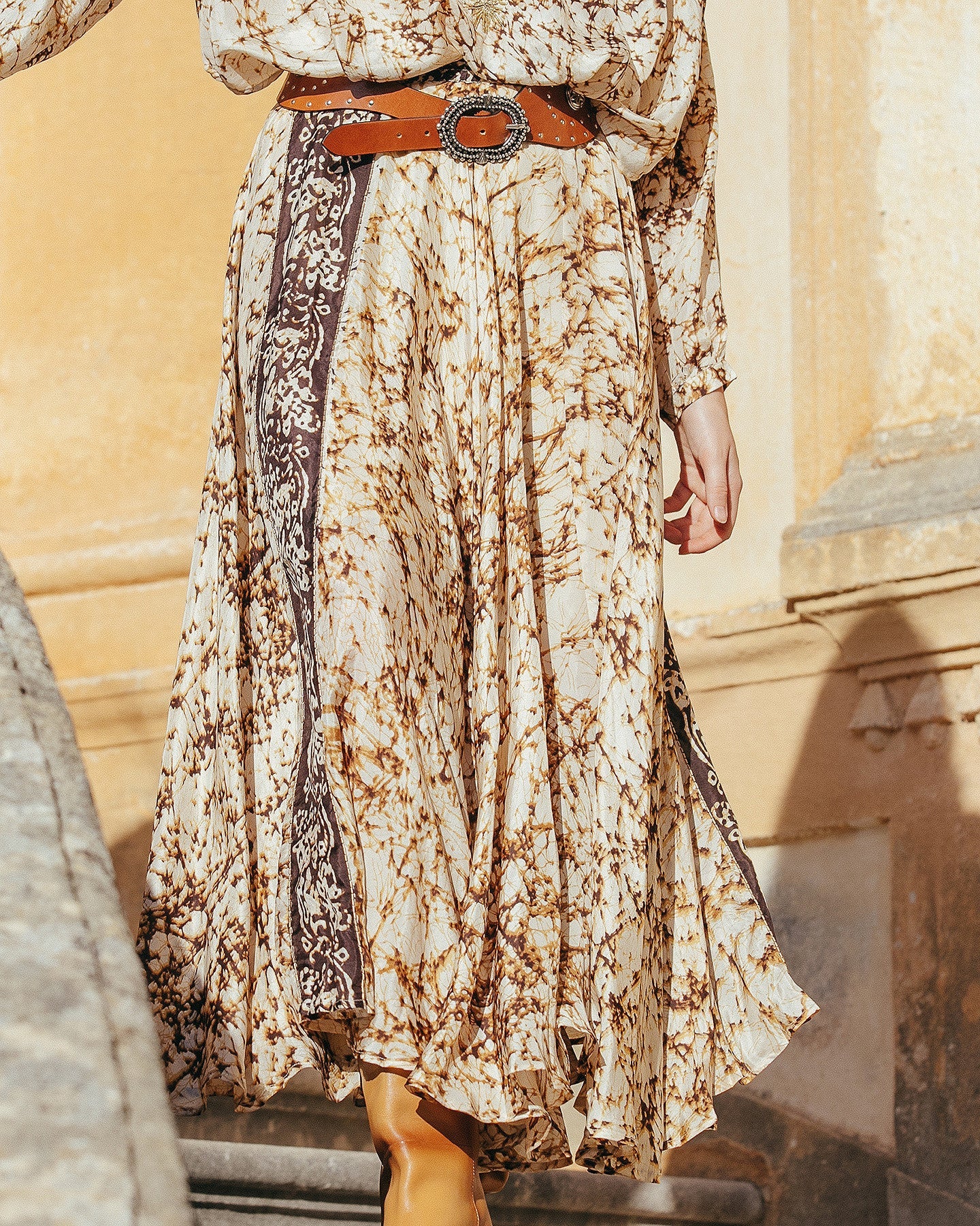 Jupe Sirene - Jaune : Jupe en soie habotai tye&dye Mes Demoiselles