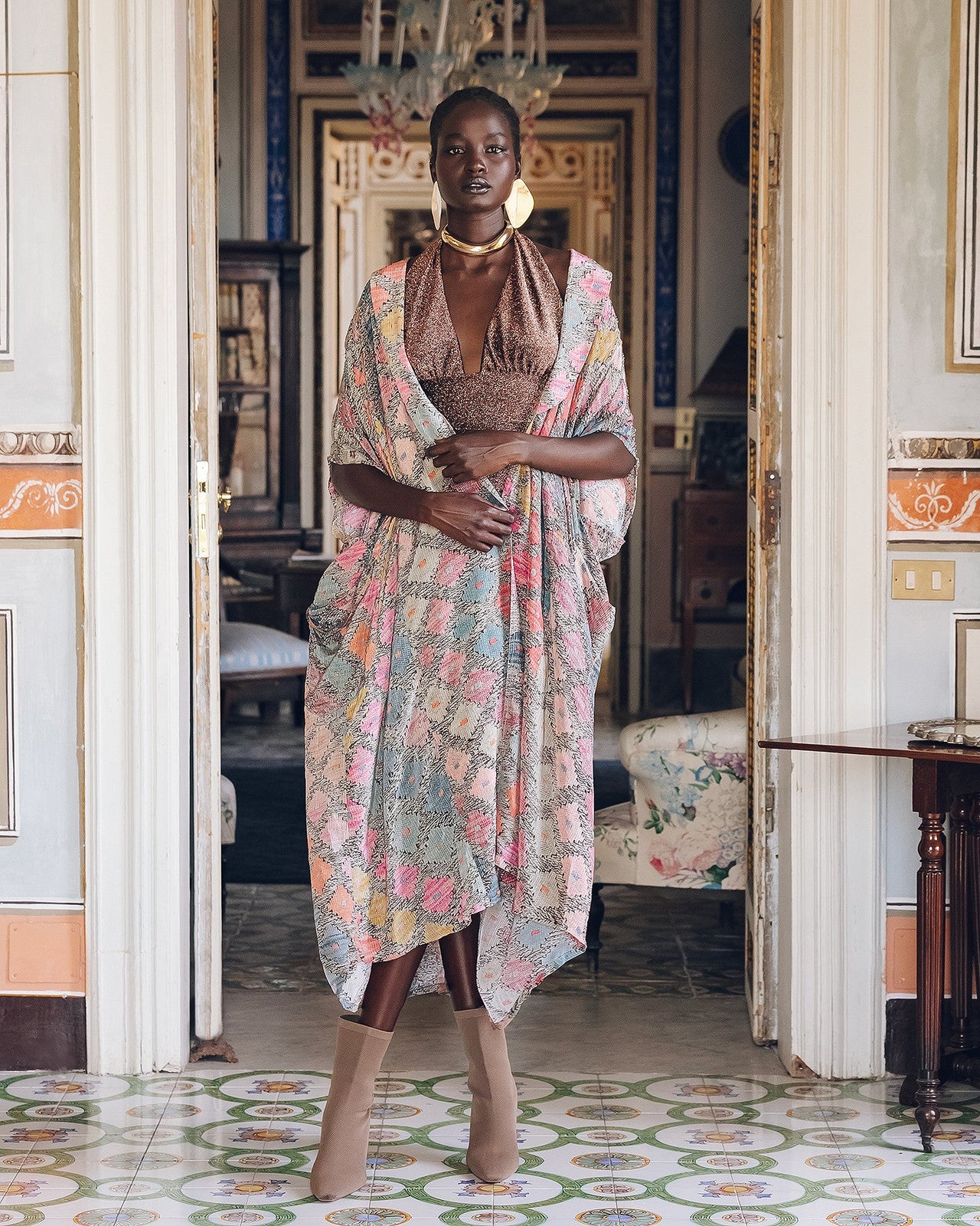 Long kimono imprimé géométrique - Kimonos & ponchos Mes Demoiselles - Image 1