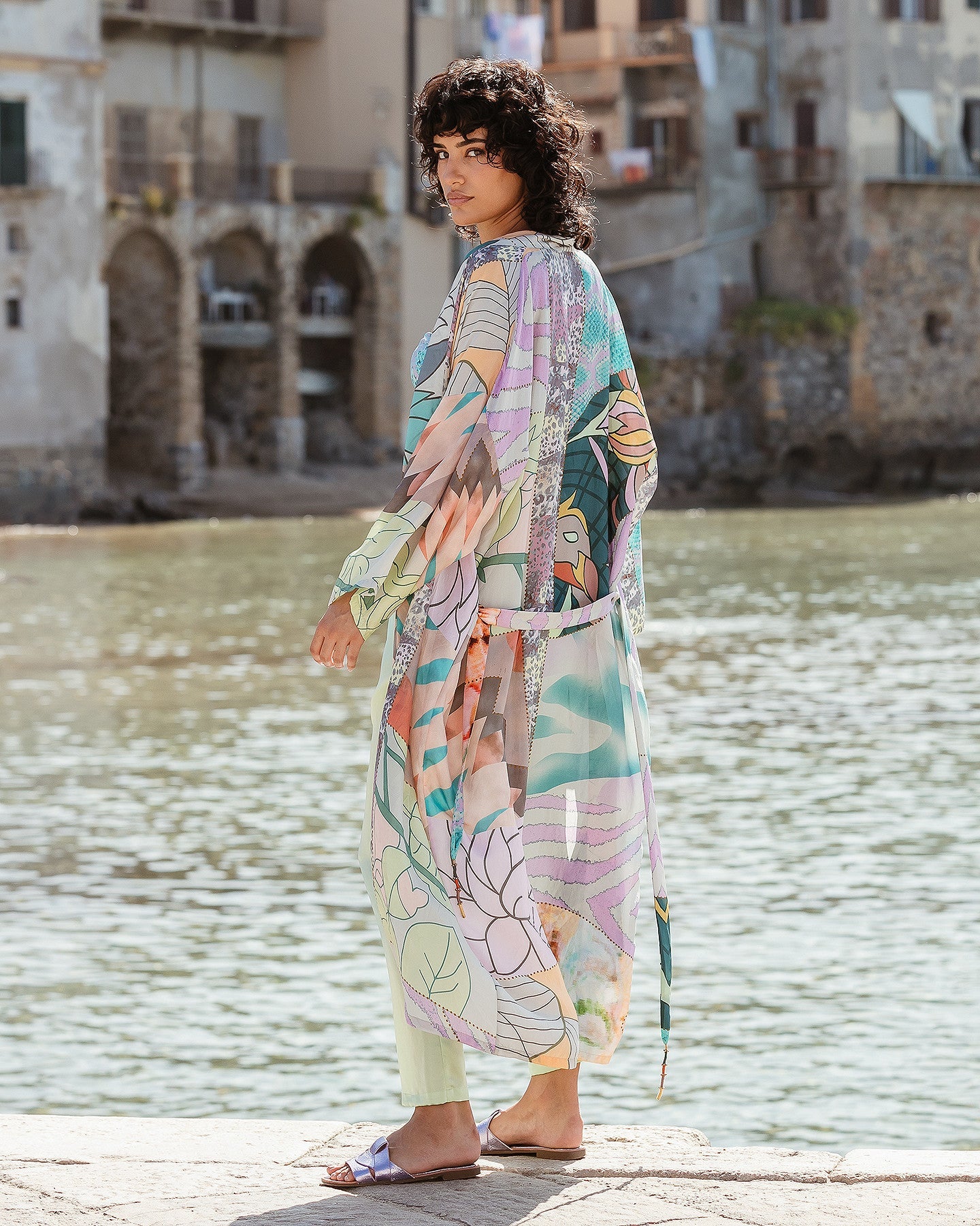 Long kimono fleuri en soie - Kimonos & ponchos Mes Demoiselles