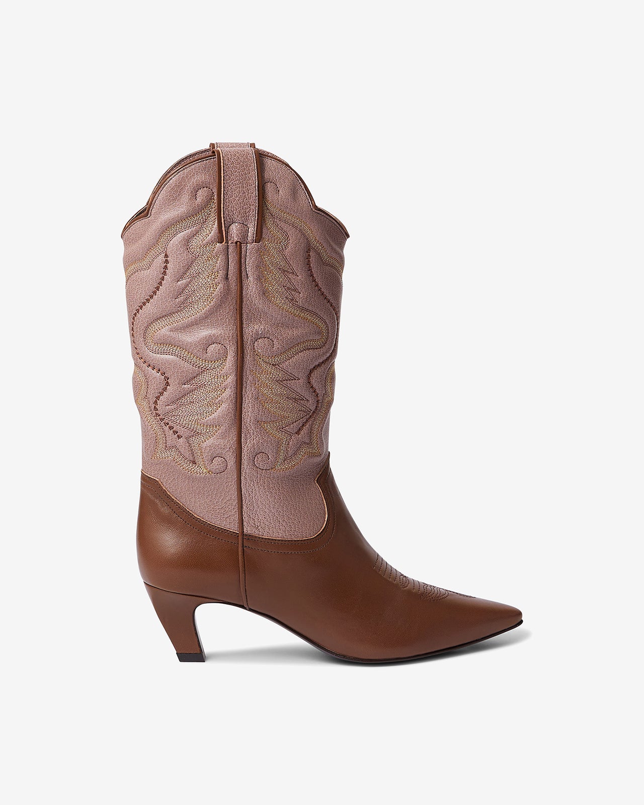 Bottes western mi - hautes marron et rose - Chaussures Mes Demoiselles - Image 3