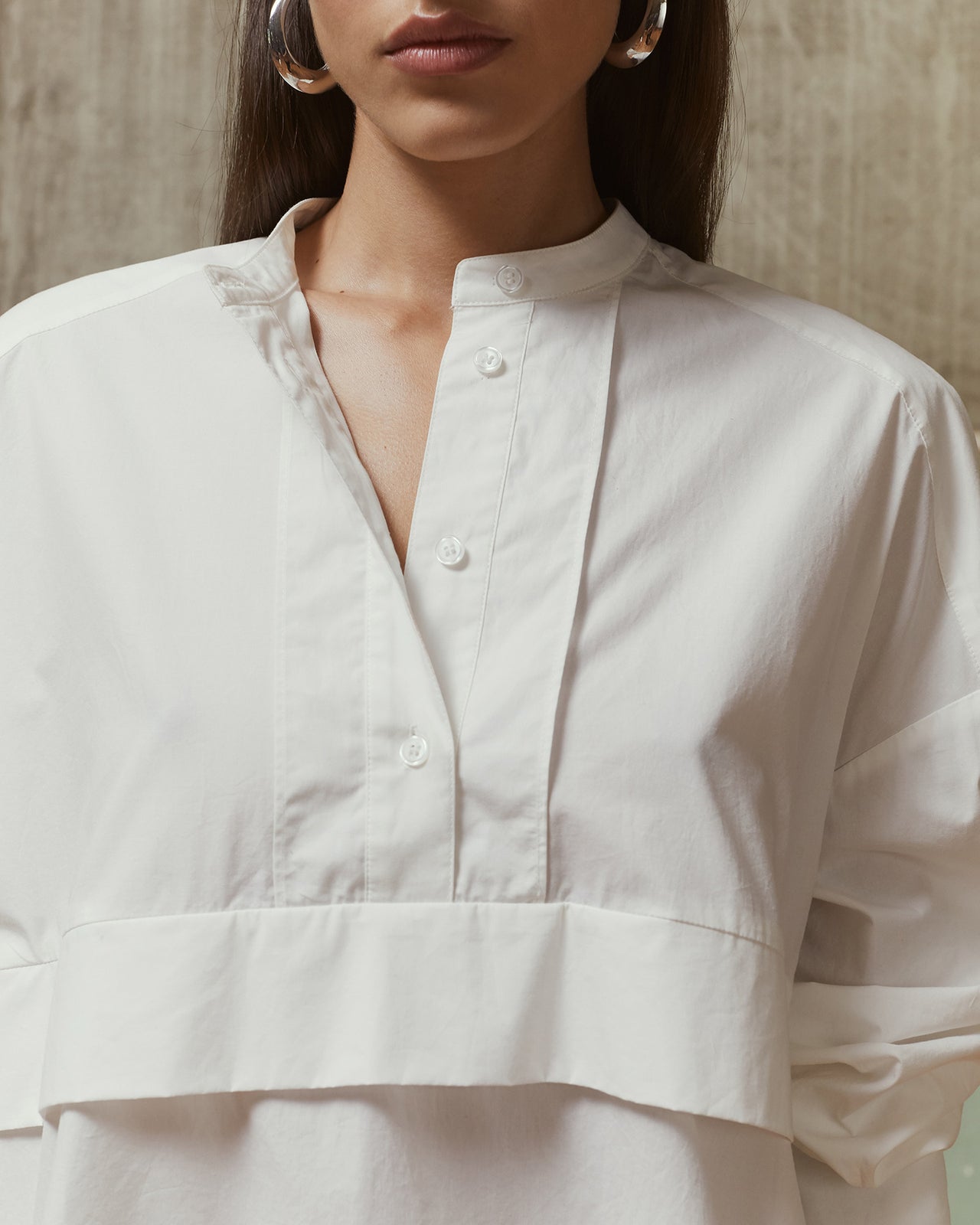 Blouse Steve - Blanc : Blouse large en popeline de coton blanche Mes Demoiselles - Image 4