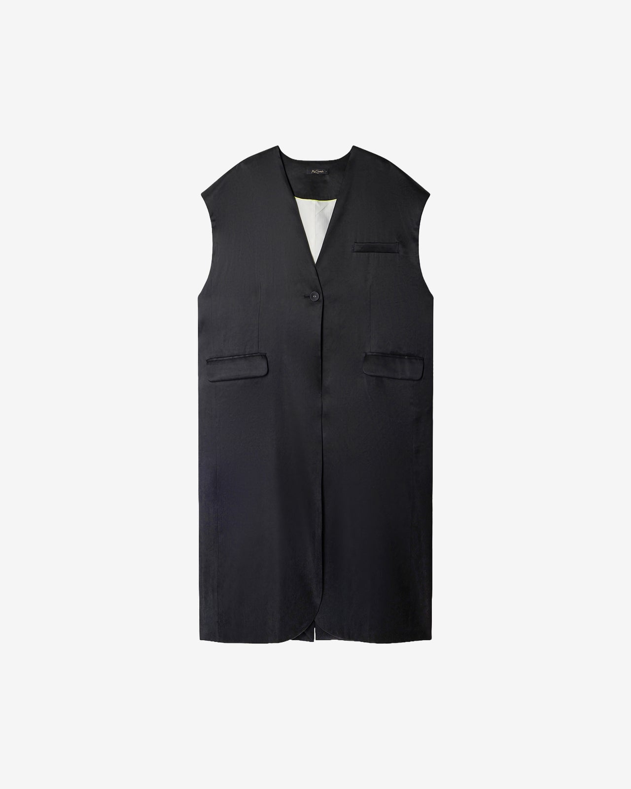 Veste Farel - Noir : Longue veste noire élégante en lyocell satiné Mes Demoiselles - Image 6