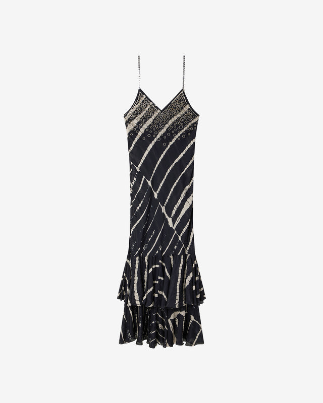 Robe Depp - Noir : Robe longue à fines bretelles et détails argentés Mes Demoiselles - Dernière image