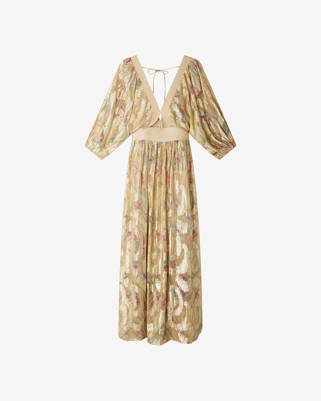 Robe Fannie - Jaune : Robe longue jaune et rose en fil lurex Mes Demoiselles - Dernière image