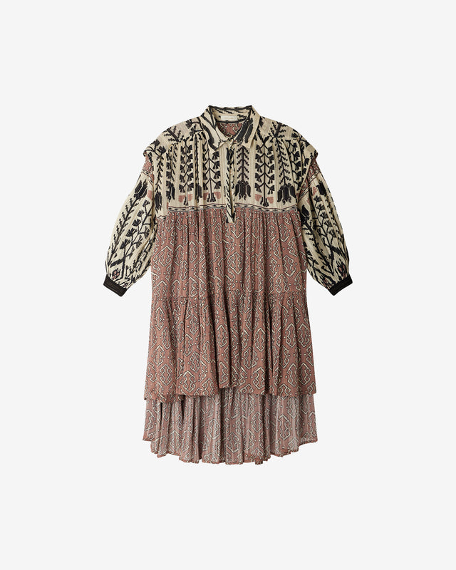 Robe Sand - Rose : Robe mi - longue imprimée en viscose crinckled rose Mes Demoiselles - Dernière image