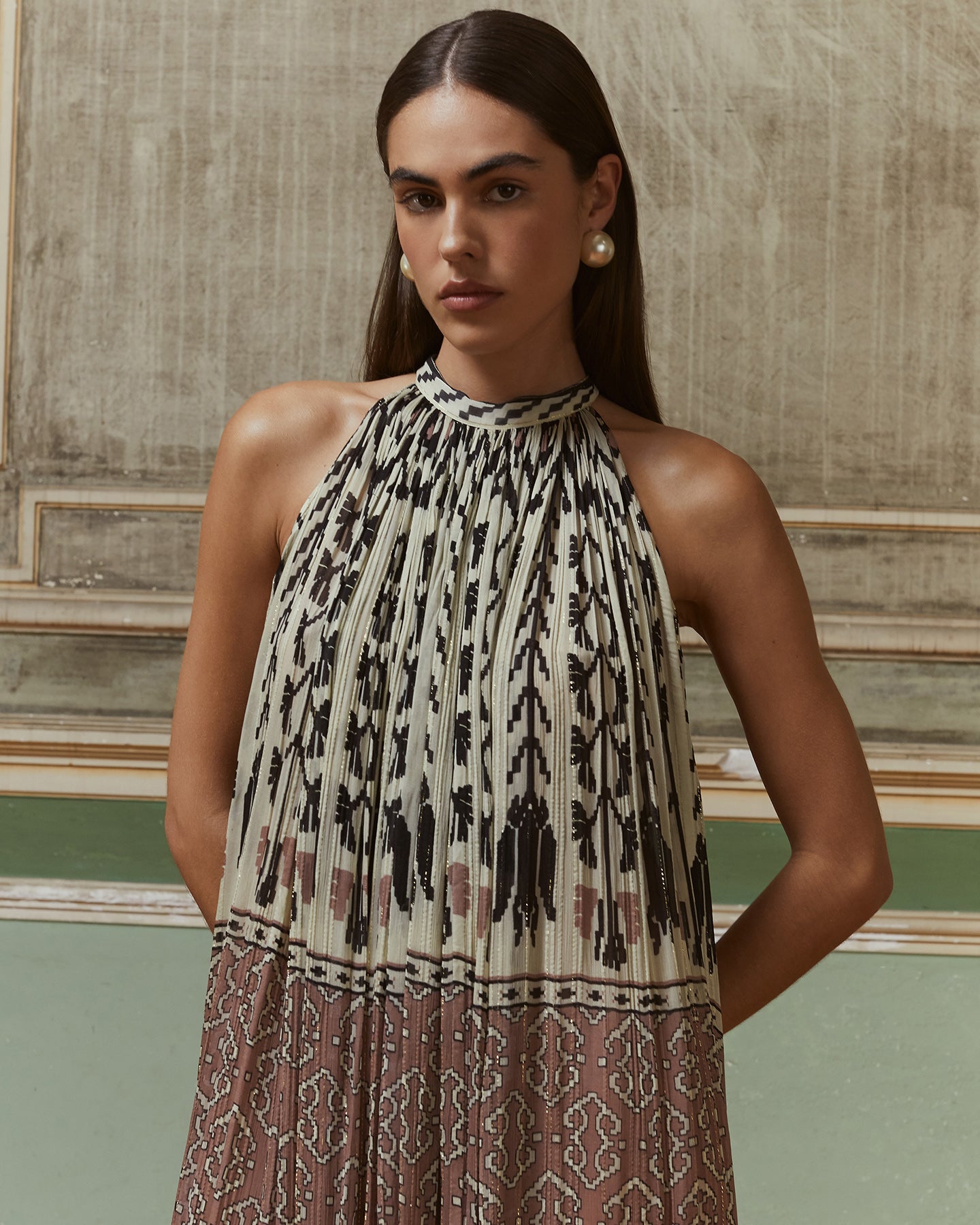 Robe Sulone - Rose : Robe longue en viscose chiffon crinckled rose Mes Demoiselles