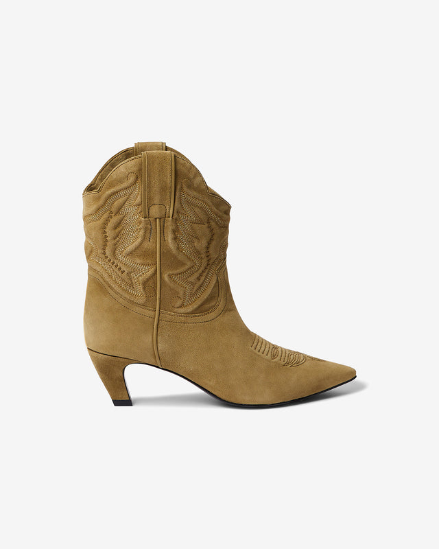 Bottines western en cuir kaki - Chaussures Mes Demoiselles - Image 3
