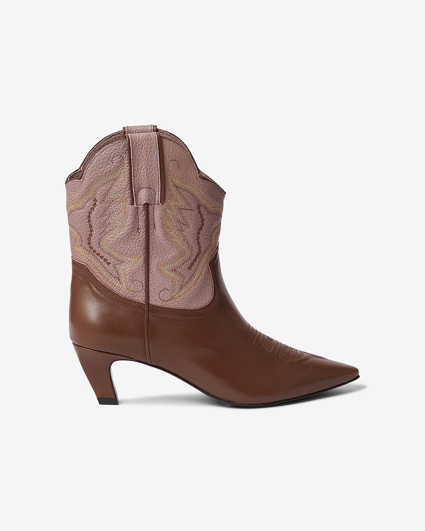 Bottines western en cuir marron rose - Chaussures Mes Demoiselles