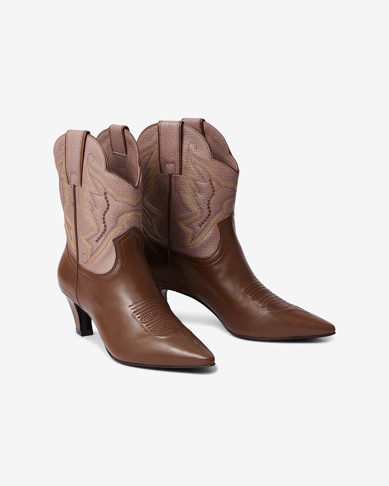 Chaussures Holly - Rose : Bottines western en cuir marron rose Mes Demoiselles - Image 4