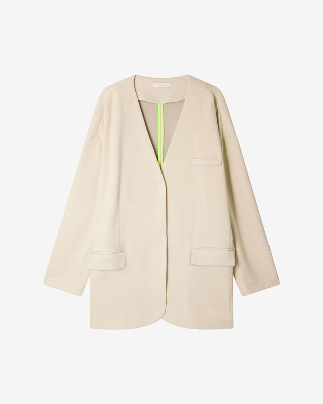 Veste Memple - Beige : Veste droite chiné beige en milano Mes Demoiselles - Dernière image