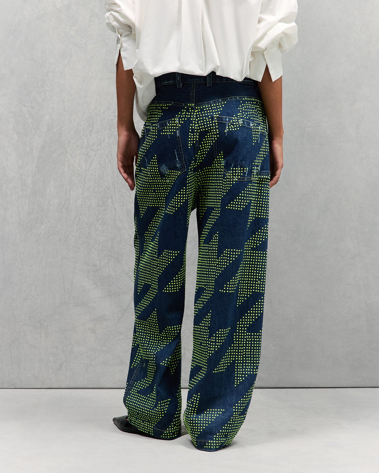 Jeans Redim - Vert : Pantalon en toile denim et clous fluo Mes Demoiselles - Image 6