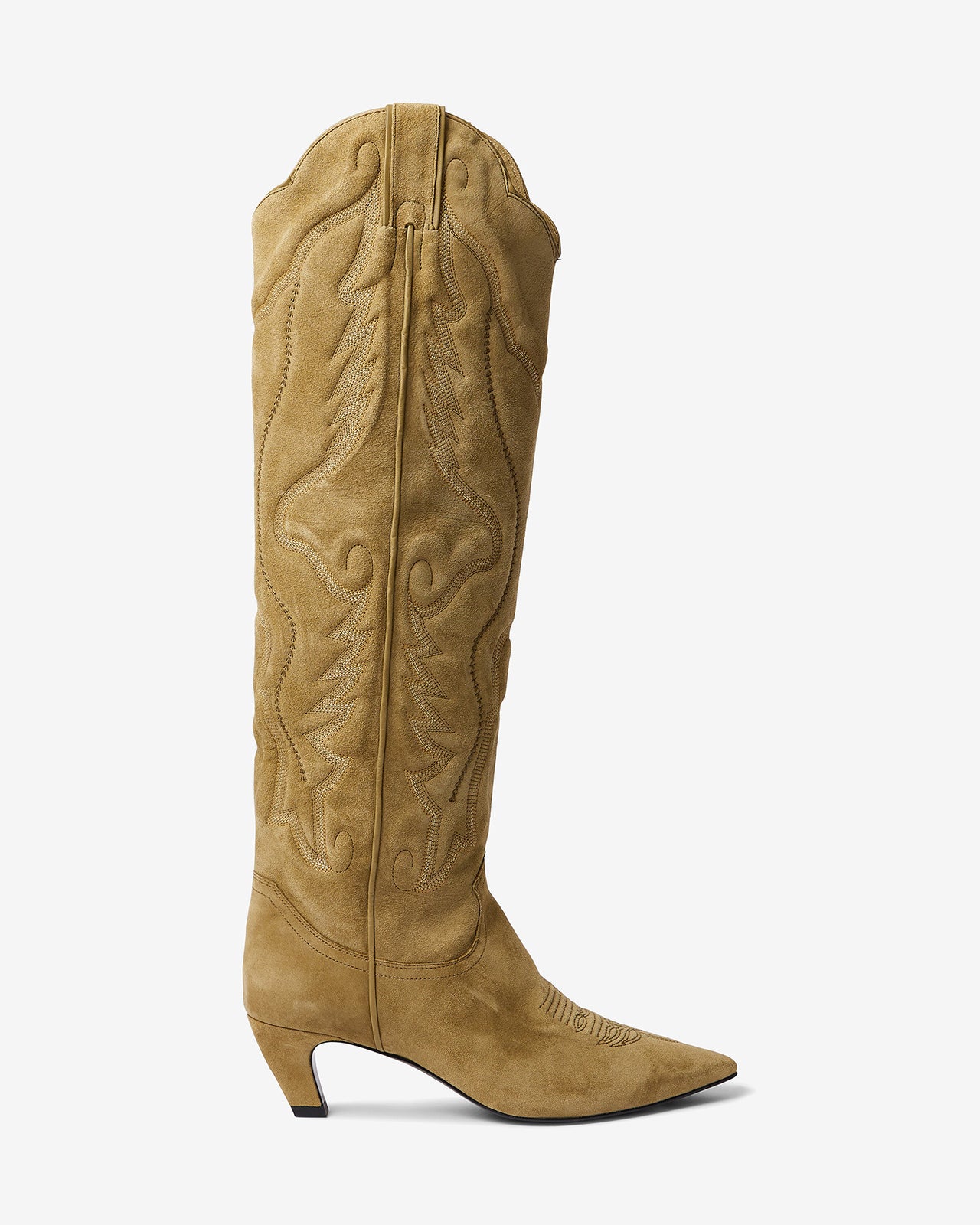 Bottes hautes western en cuir kaki - Chaussures Mes Demoiselles - Image 3