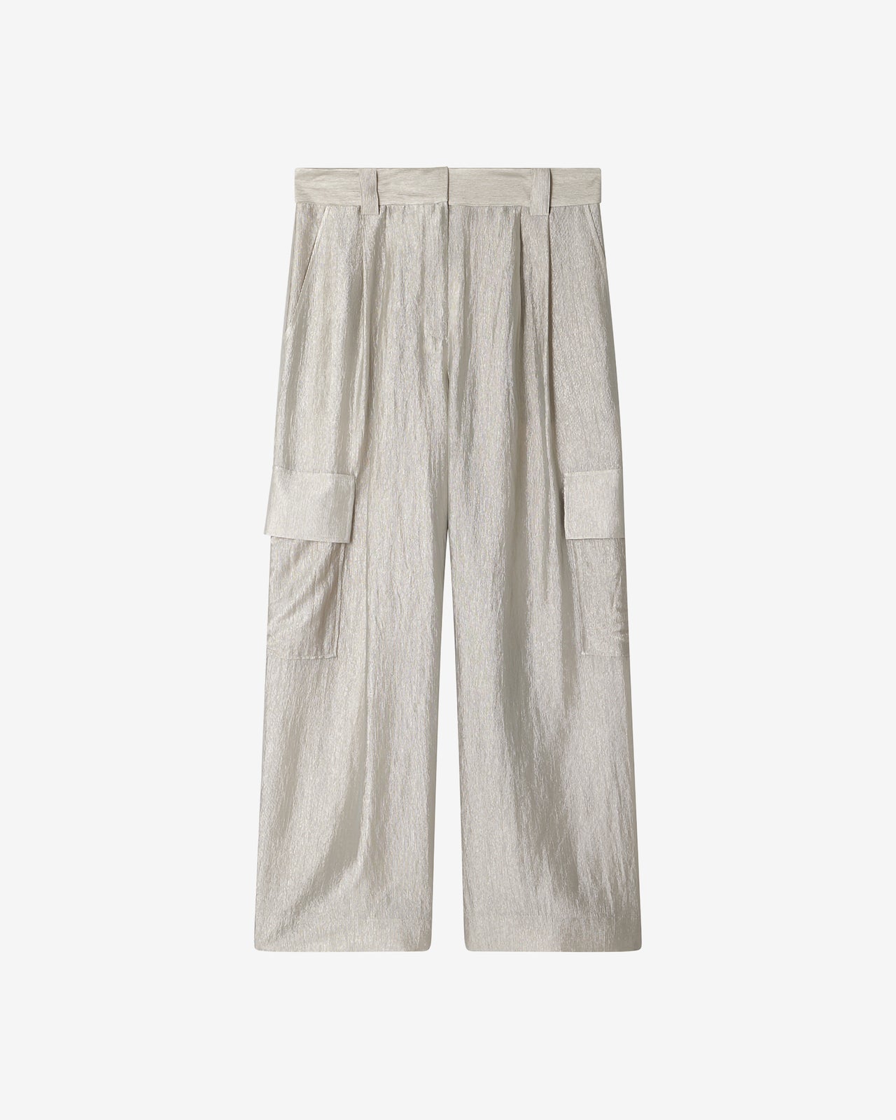 Pantalon Power - Argent : Pantalon esprit cargo en crinkled shiny argent Mes Demoiselles - Image 4