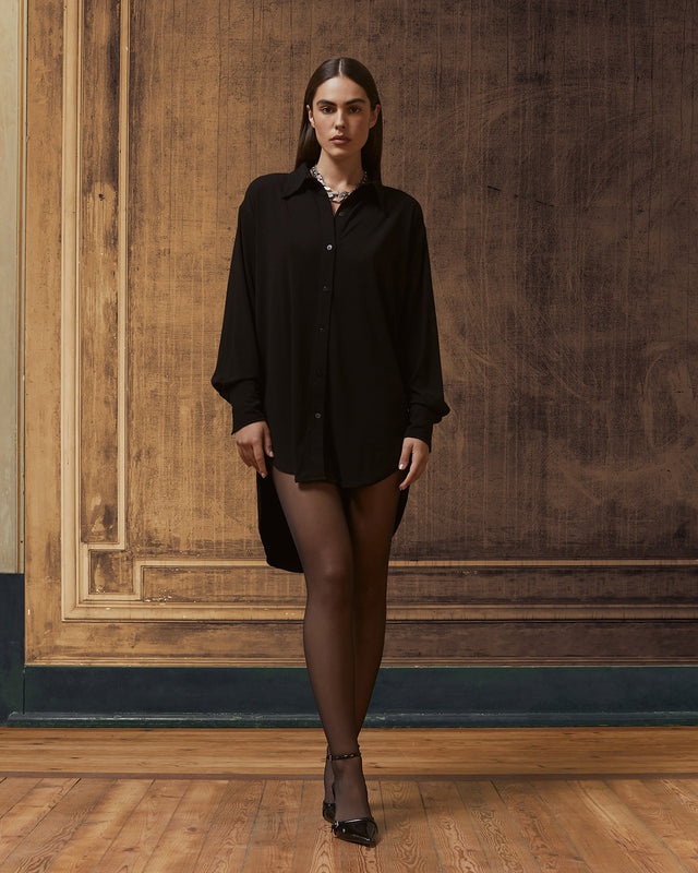 Chemise souple noire oversize - Chemises & tops Mes Demoiselles - Image 1
