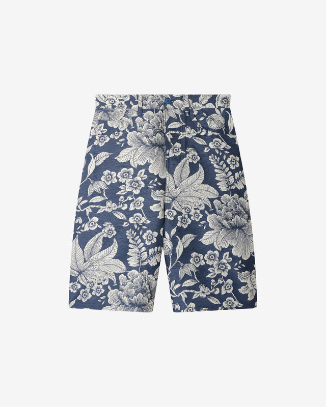 Bermuda Didi - Bleu : Bermuda long en tissu jacquard denim bleu et écru Mes Demoiselles - Dernière image