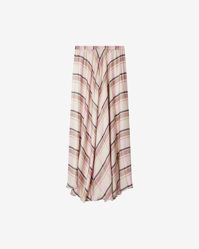 Jupe Delicious - Rose : Longue jupe en flanelle à carreaux rose et beige Mes Demoiselles - Dernière image