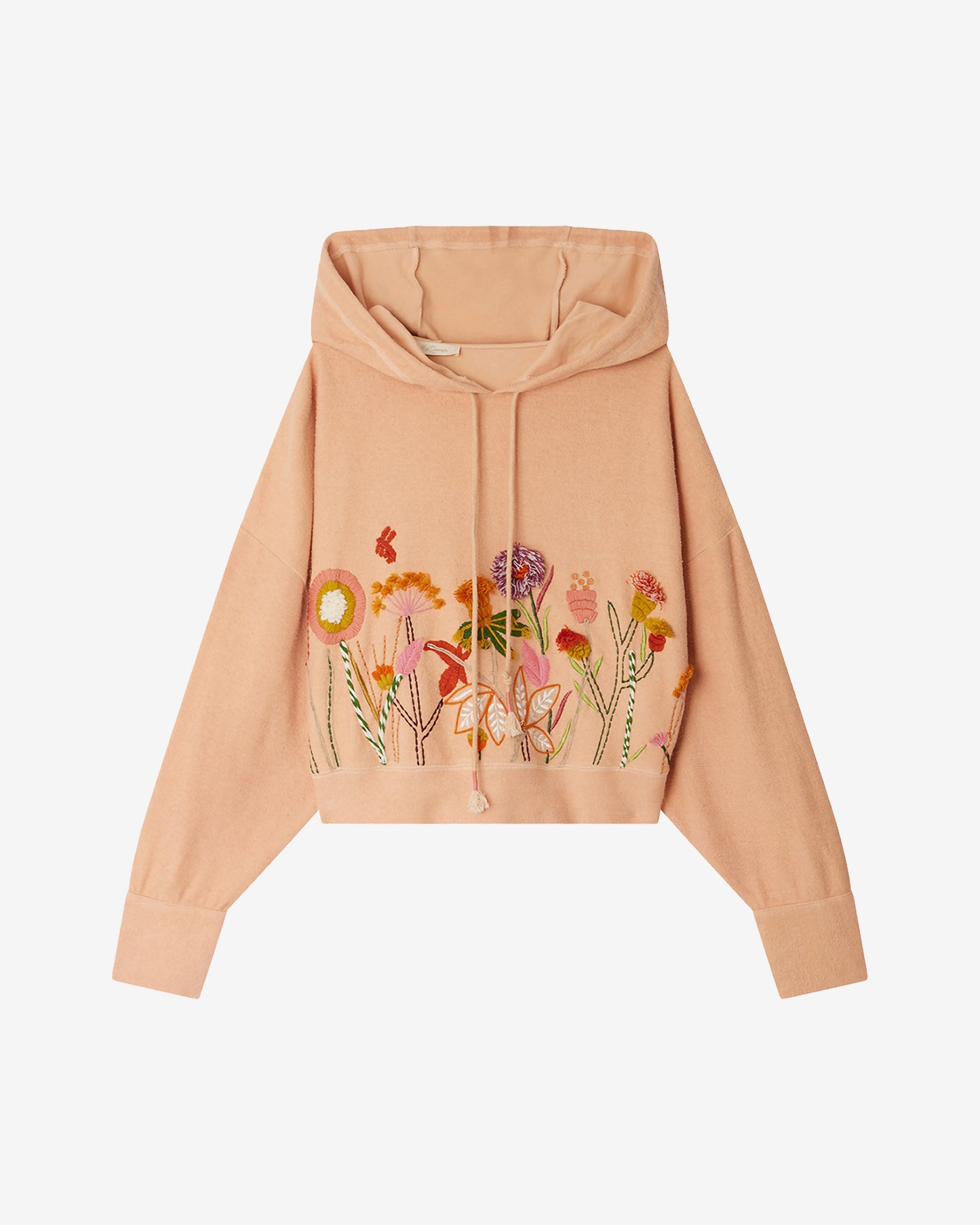 Hoodie Calpe - Rose : Sweat shirt rose poudré avec broderies florales Mes Demoiselles