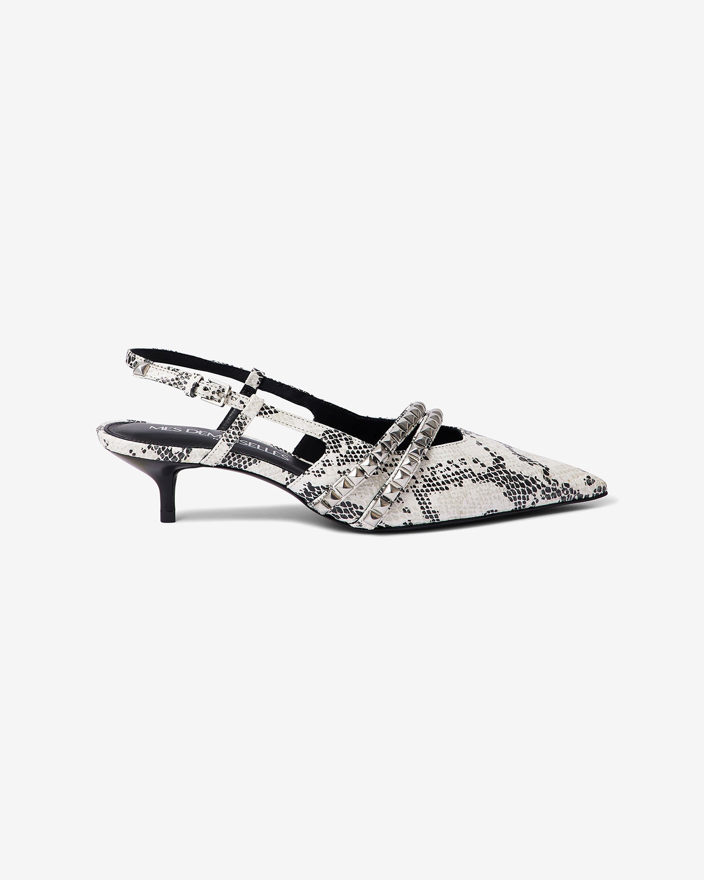 Escarpins en cuir façon reptile avec brides argentées - Chaussures Mes Demoiselles