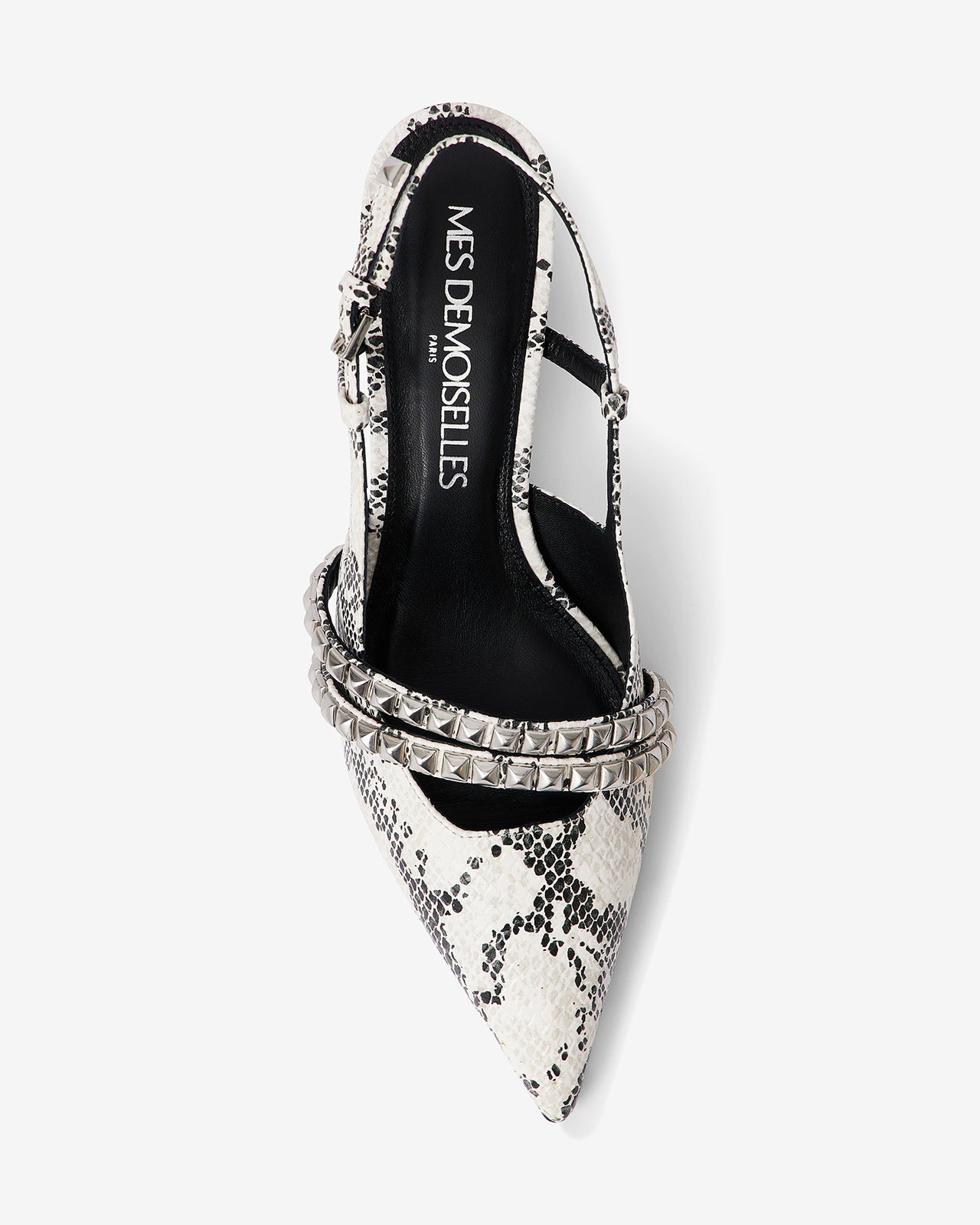 Chaussures Tasha - Gris : Escarpins en cuir façon reptile avec brides argentées Mes Demoiselles - Image 4