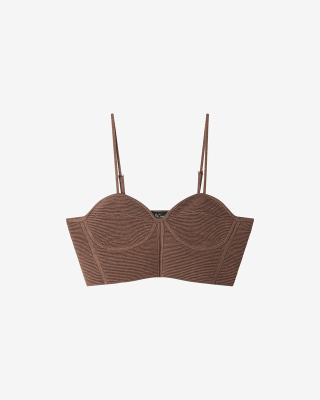 Top Blond - Taupe : Brassière en maille stretch taupe Mes Demoiselles - Dernière image