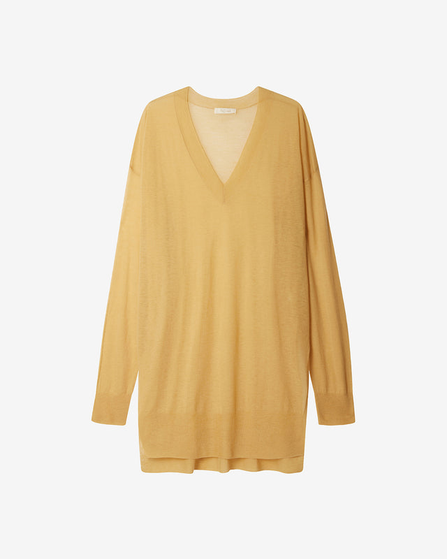 Pull Smudge - Jaune : Long pull en maille superfine jaune Mes Demoiselles - Dernière image