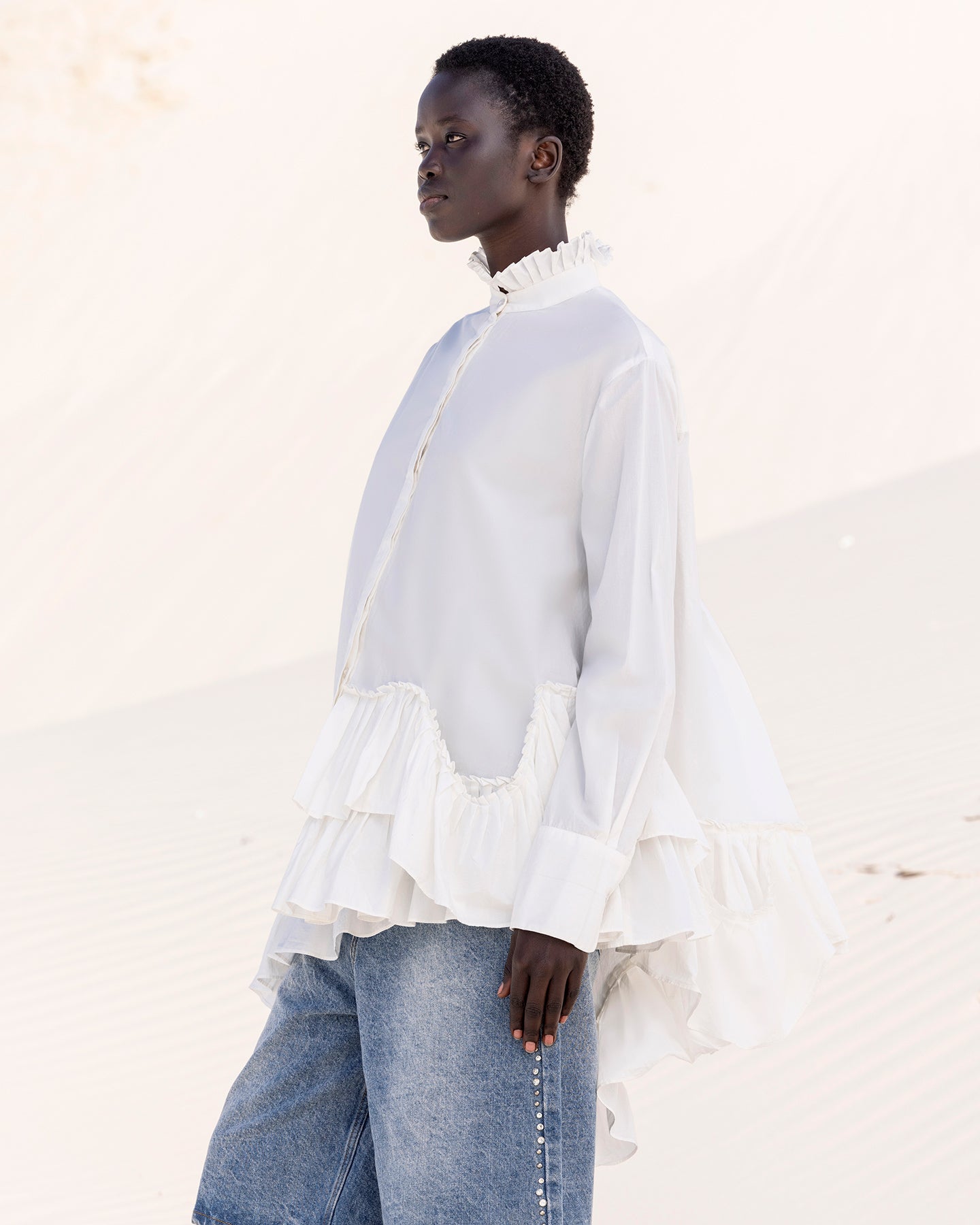 Chemise Cora - Blanc : Chemise déstructurée en popeline de coton blanche Mes Demoiselles