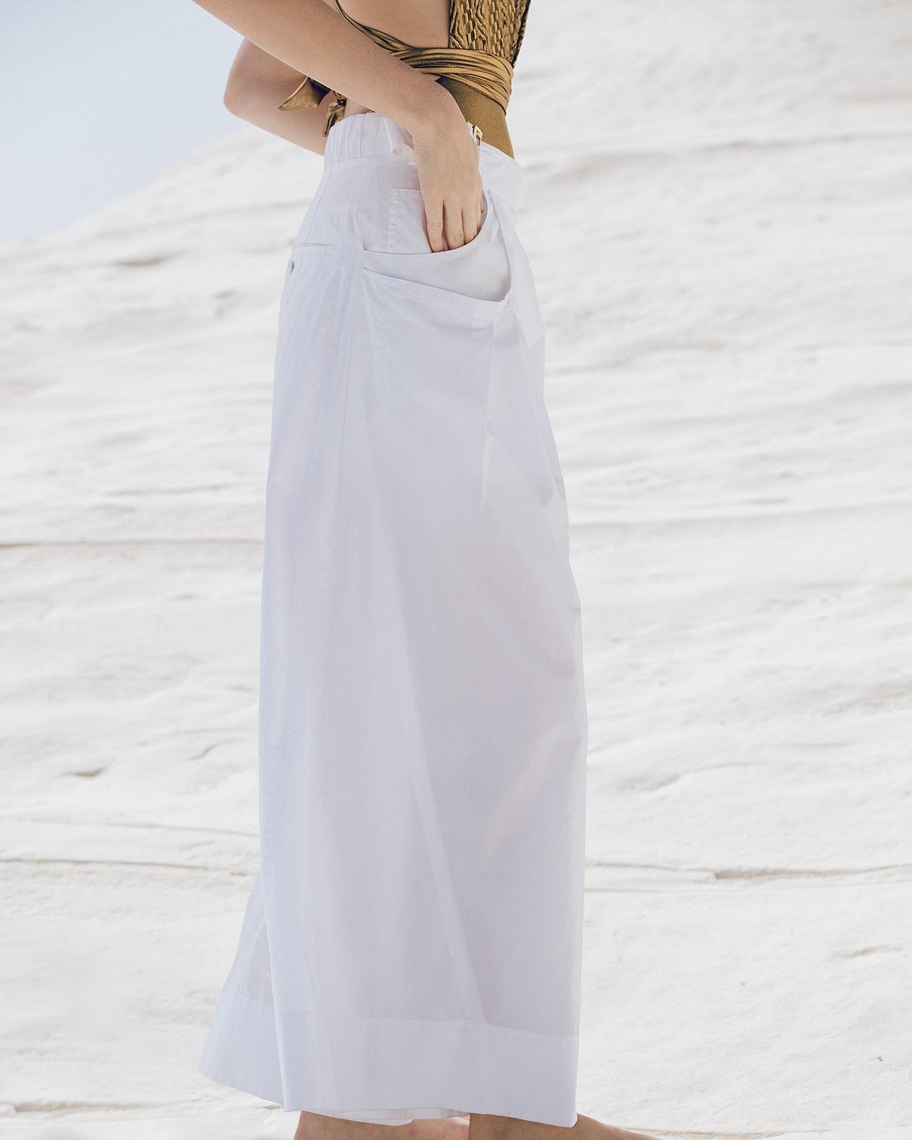 Pantalon Paline - Blanc : Pantalon large en popeline craquante blanche Mes Demoiselles - Image 4