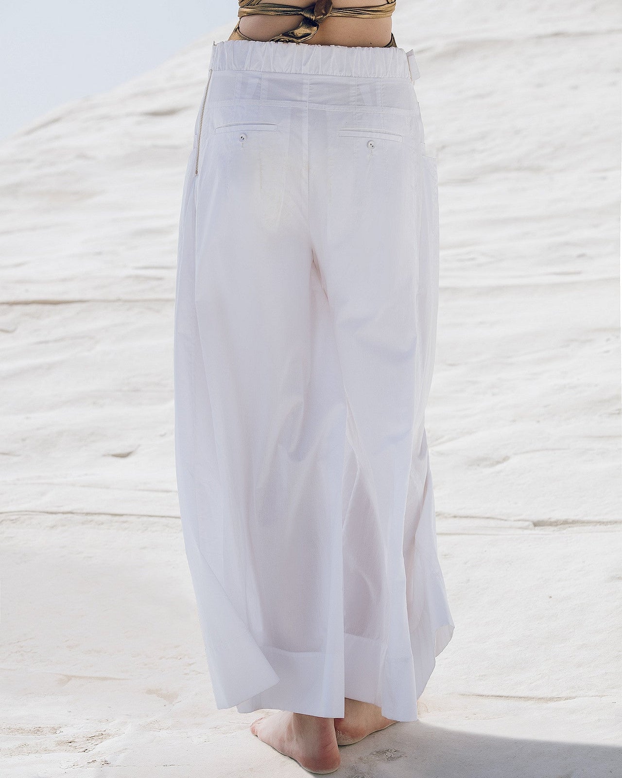 Pantalon Paline - Blanc : Pantalon large en popeline craquante blanche Mes Demoiselles - Image 6