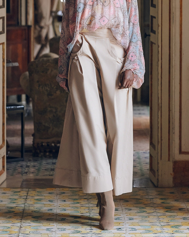 Pantalon large en popeline craquante sable - Pantalons & combinaisons Mes Demoiselles - Image 3