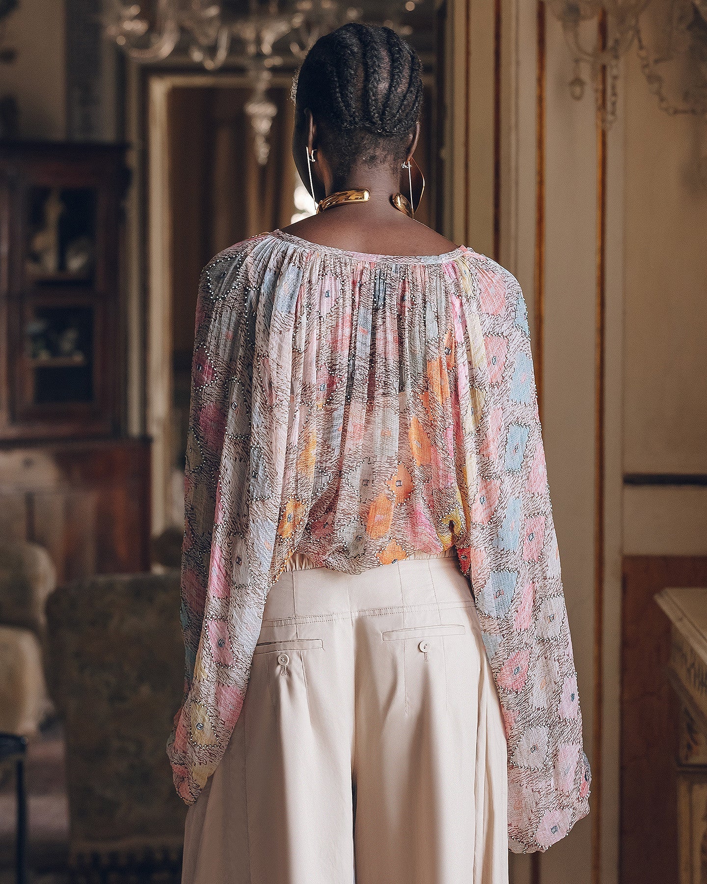 Pantalon Paline - Sable : Pantalon large en popeline craquante sable Mes Demoiselles