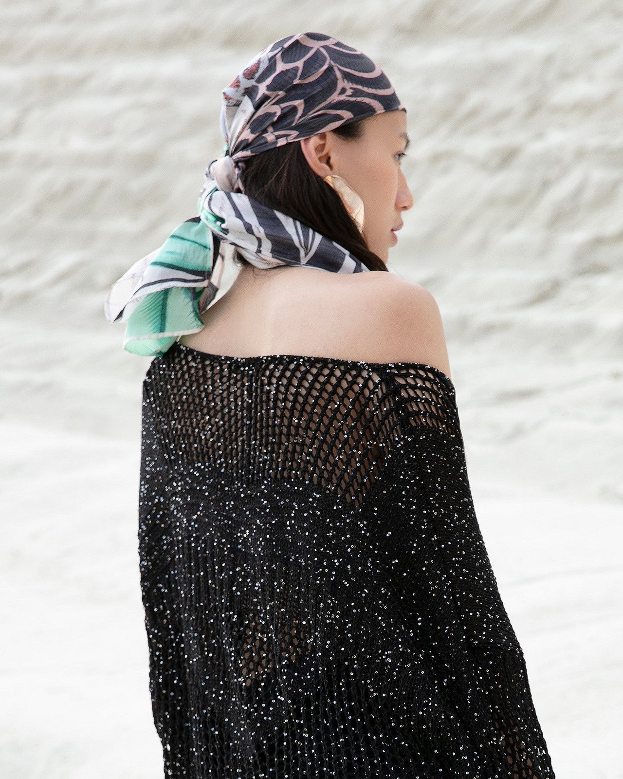 Pull Star - Noir : Sweater en maille ajourées et pailletées noires Mes Demoiselles - Image 5