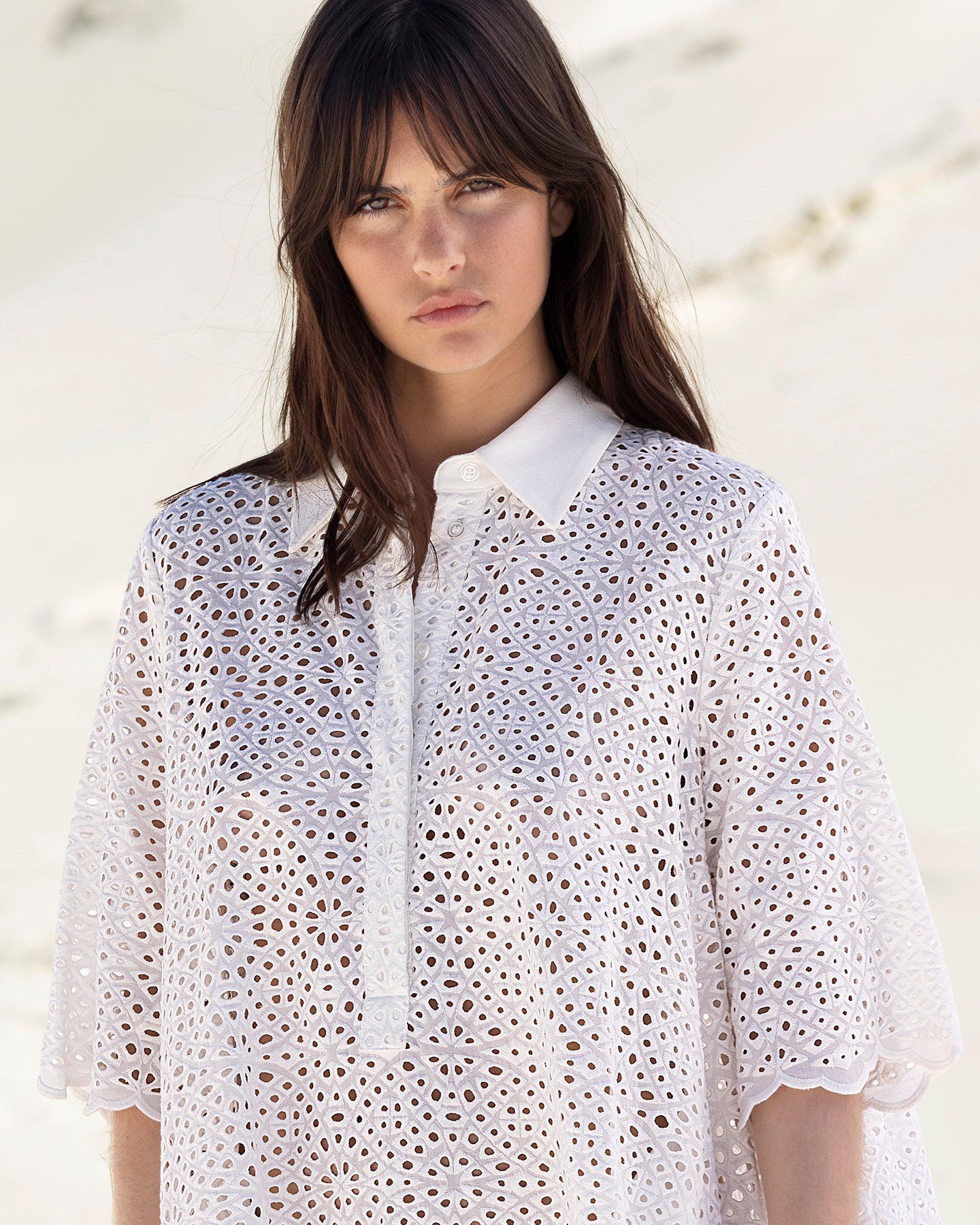 Robe Rose - Blanc : Robe délicate en broderie anglaise blanche Mes Demoiselles