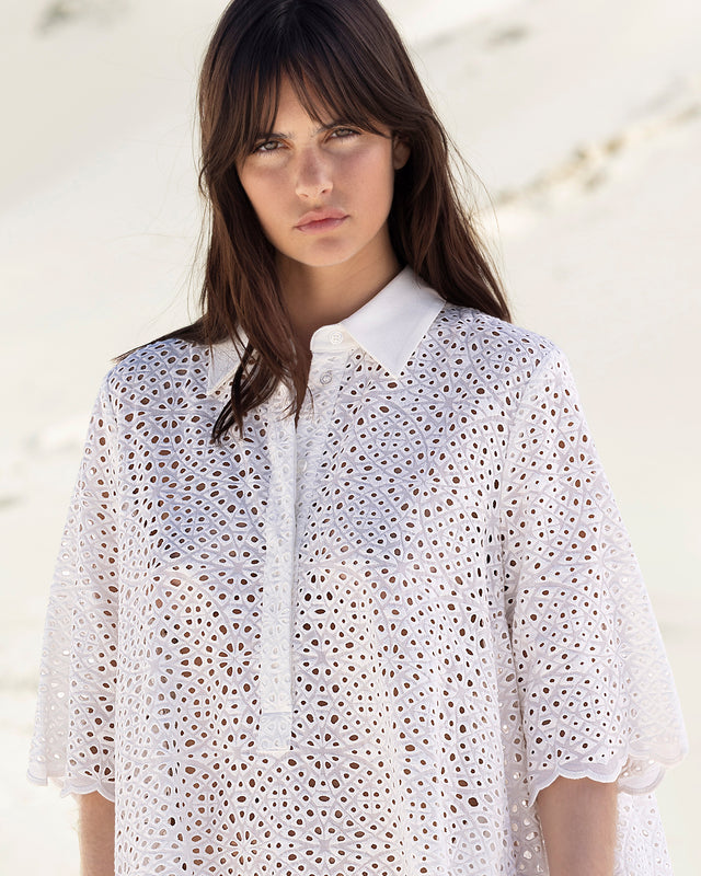 Robe Rose - Blanc : Robe délicate en broderie anglaise blanche Mes Demoiselles - Image 3