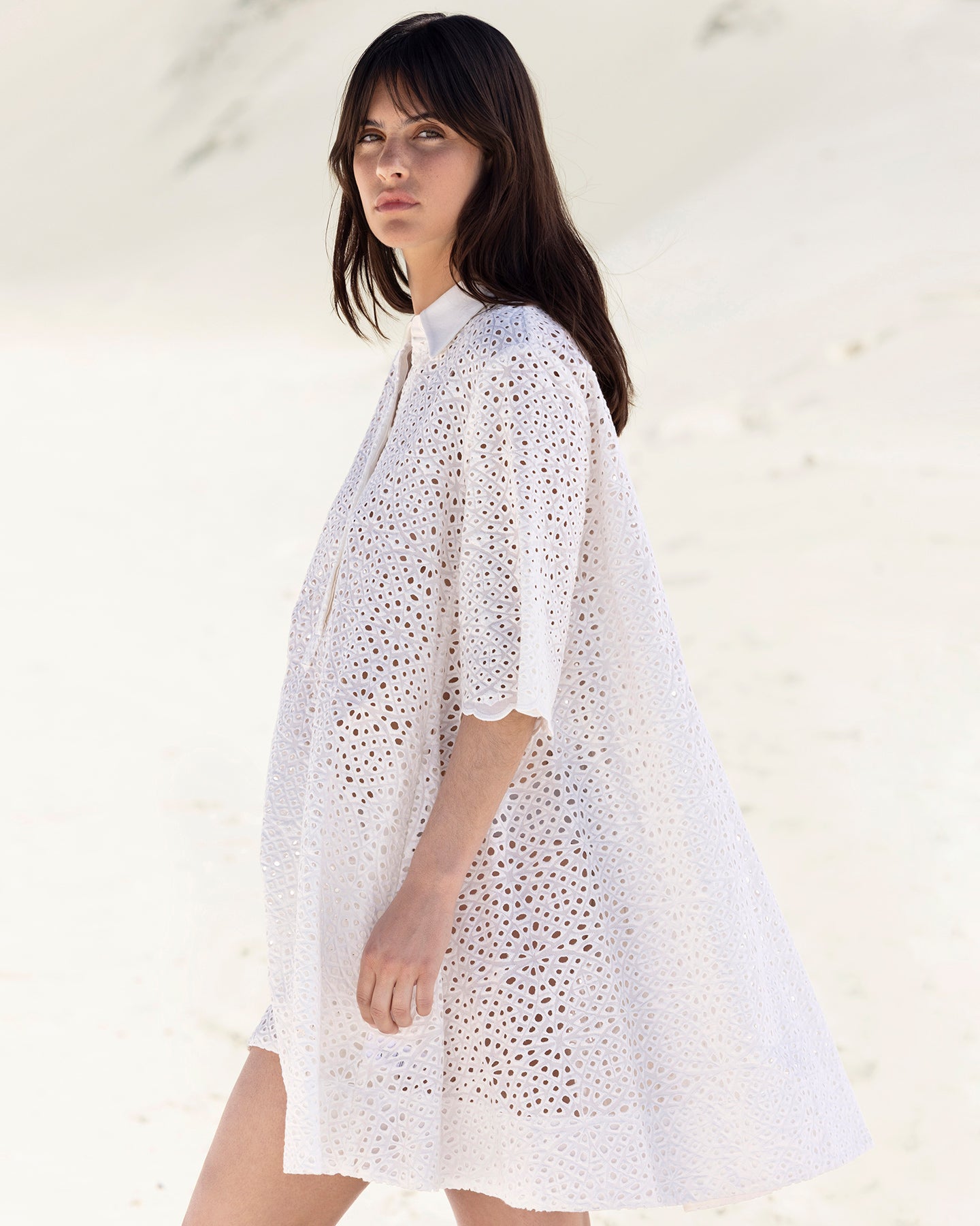 Robe Rose - Blanc : Robe délicate en broderie anglaise blanche Mes Demoiselles