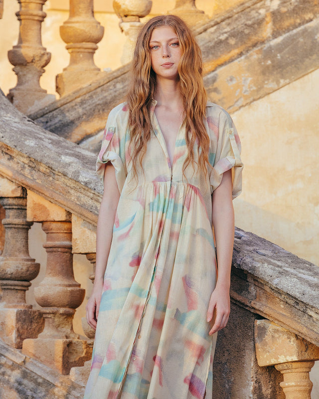 Robe Darelle - Jaune : Robe longue souple en coton lurex Mes Demoiselles - Image 3