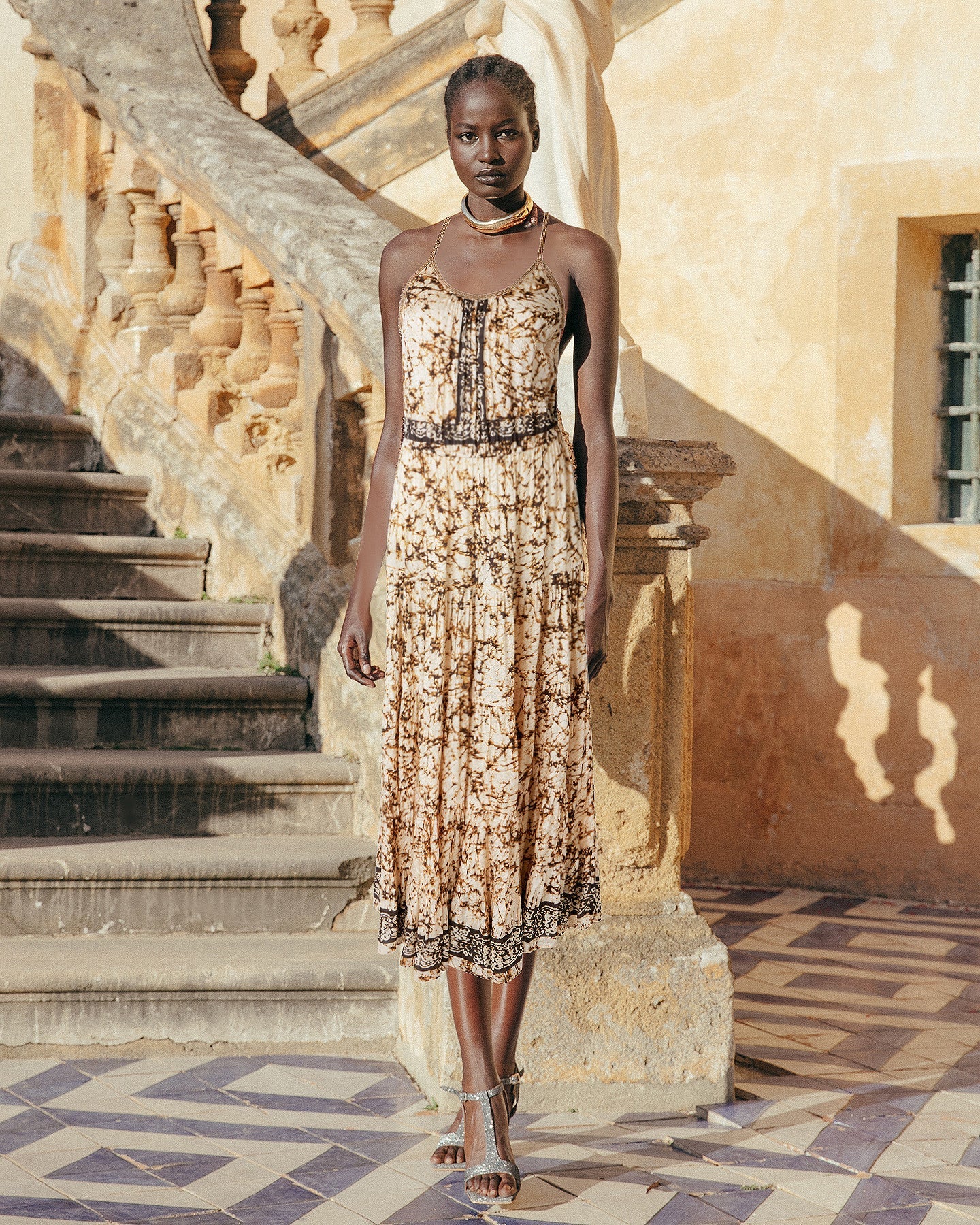 Robe ample en soie habotai imprimée tye&dye - Robes Mes Demoiselles