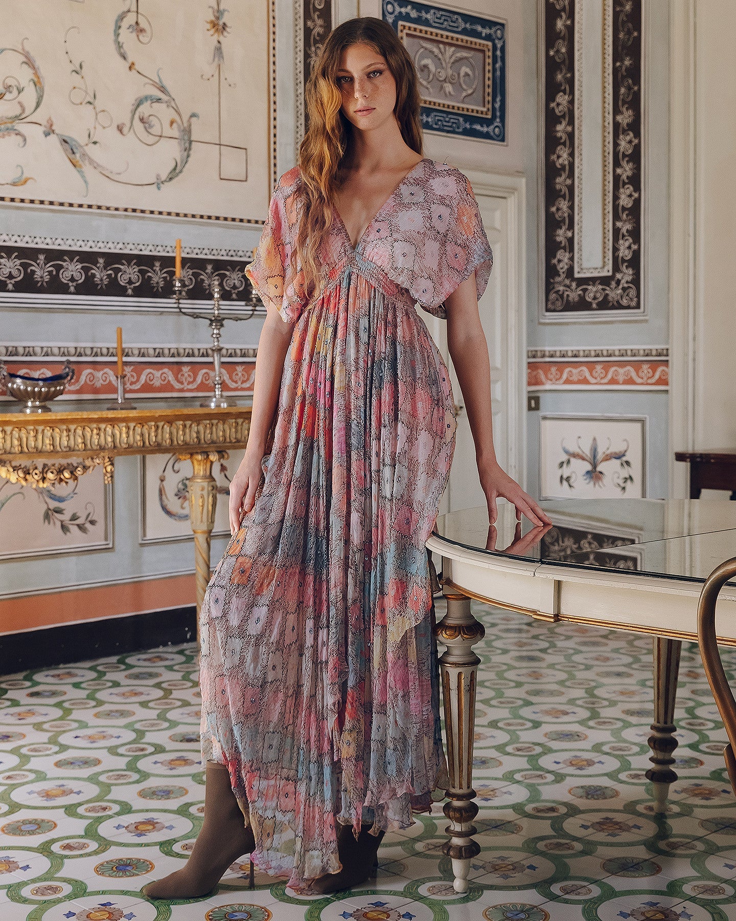 Robe longue féminine en viscose crinkled - Robes Mes Demoiselles
