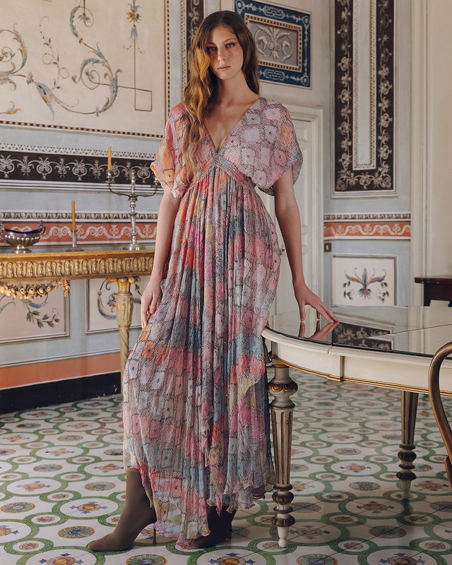 Robe longue féminine en viscose crinkled - Robes Mes Demoiselles - Image 1