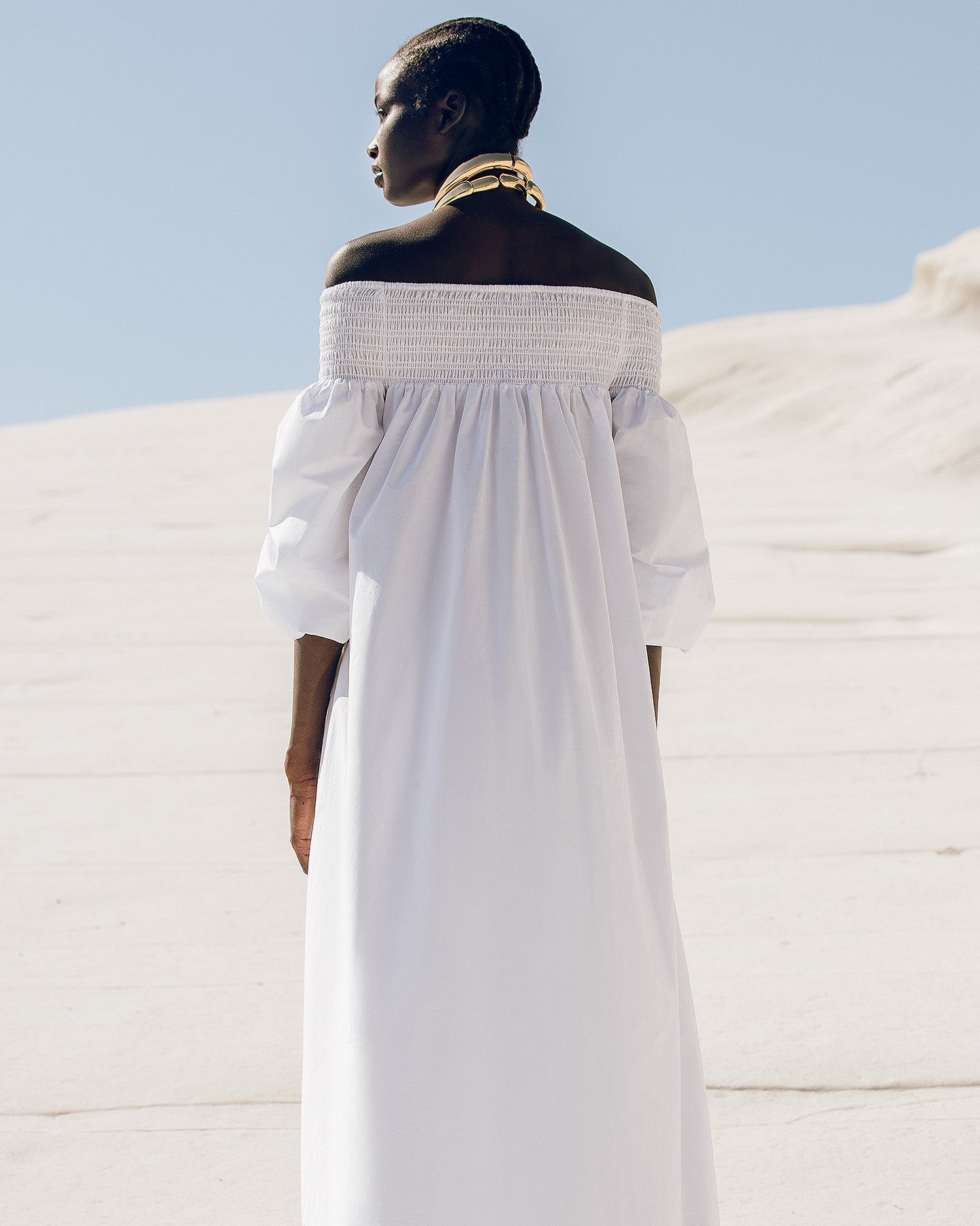 Robe longue blanche en popeline de coton craquante - Robes Mes Demoiselles