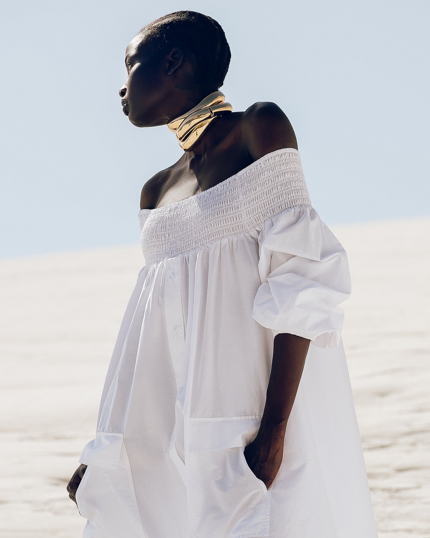 Robe Parimar - Blanc : Robe longue blanche en popeline de coton craquante Mes Demoiselles