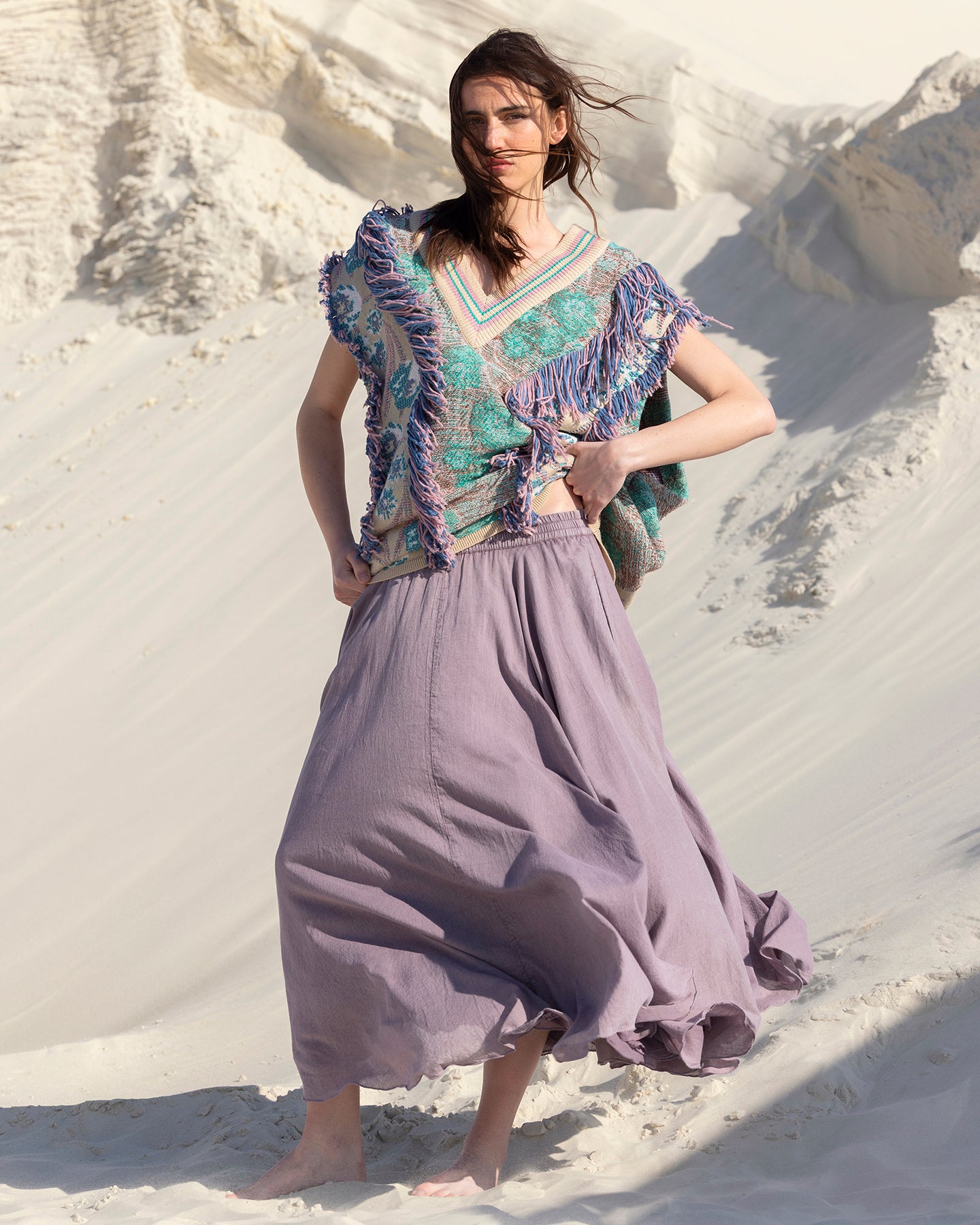 Pull Squall - Vert : Débardeur en maille jacquard tissées Mes Demoiselles