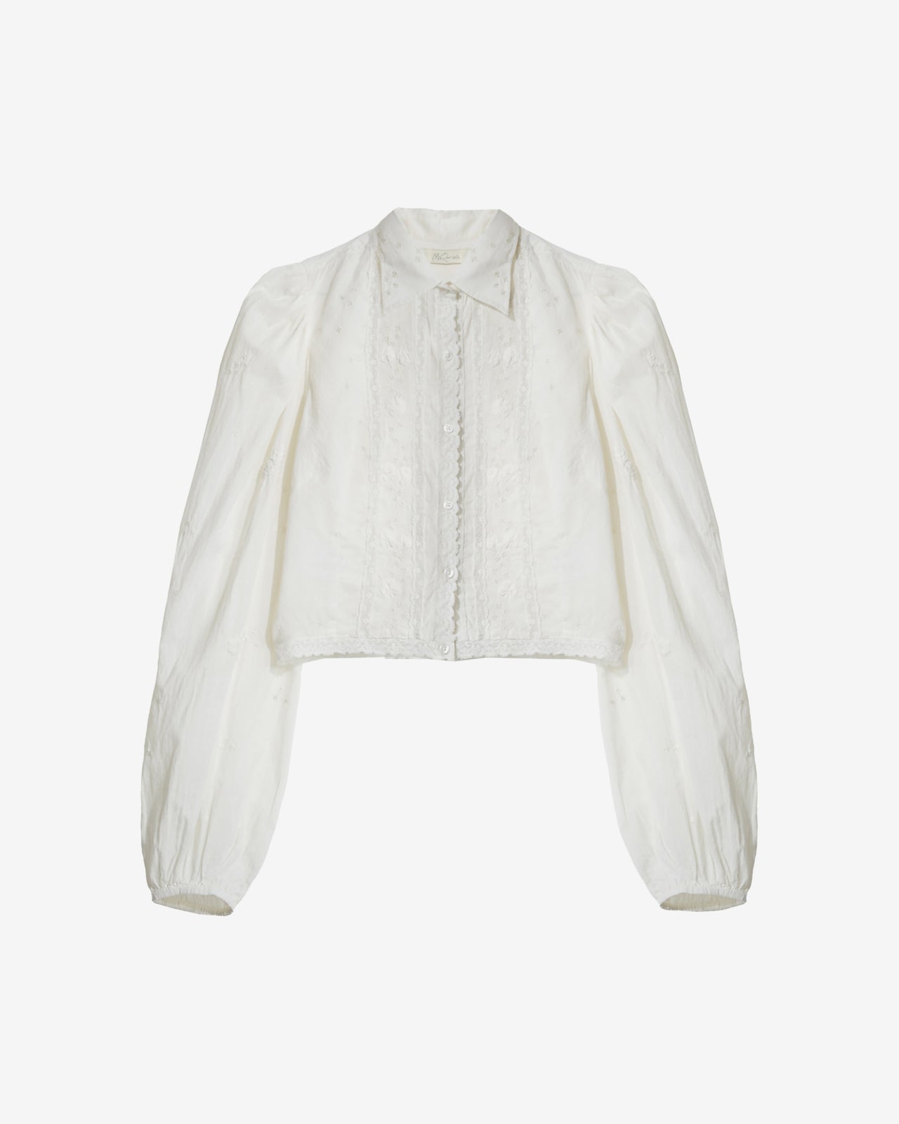 Chemise Sauge - Blanc : Chemise courte écru en coton brodé et dentelle Mes Demoiselles - Image 6