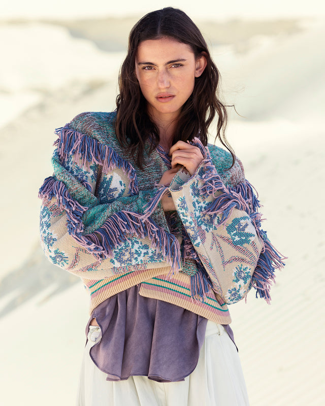 Cardigan Squire - Vert : Gilet court en maille jacquard Mes Demoiselles - Image 3