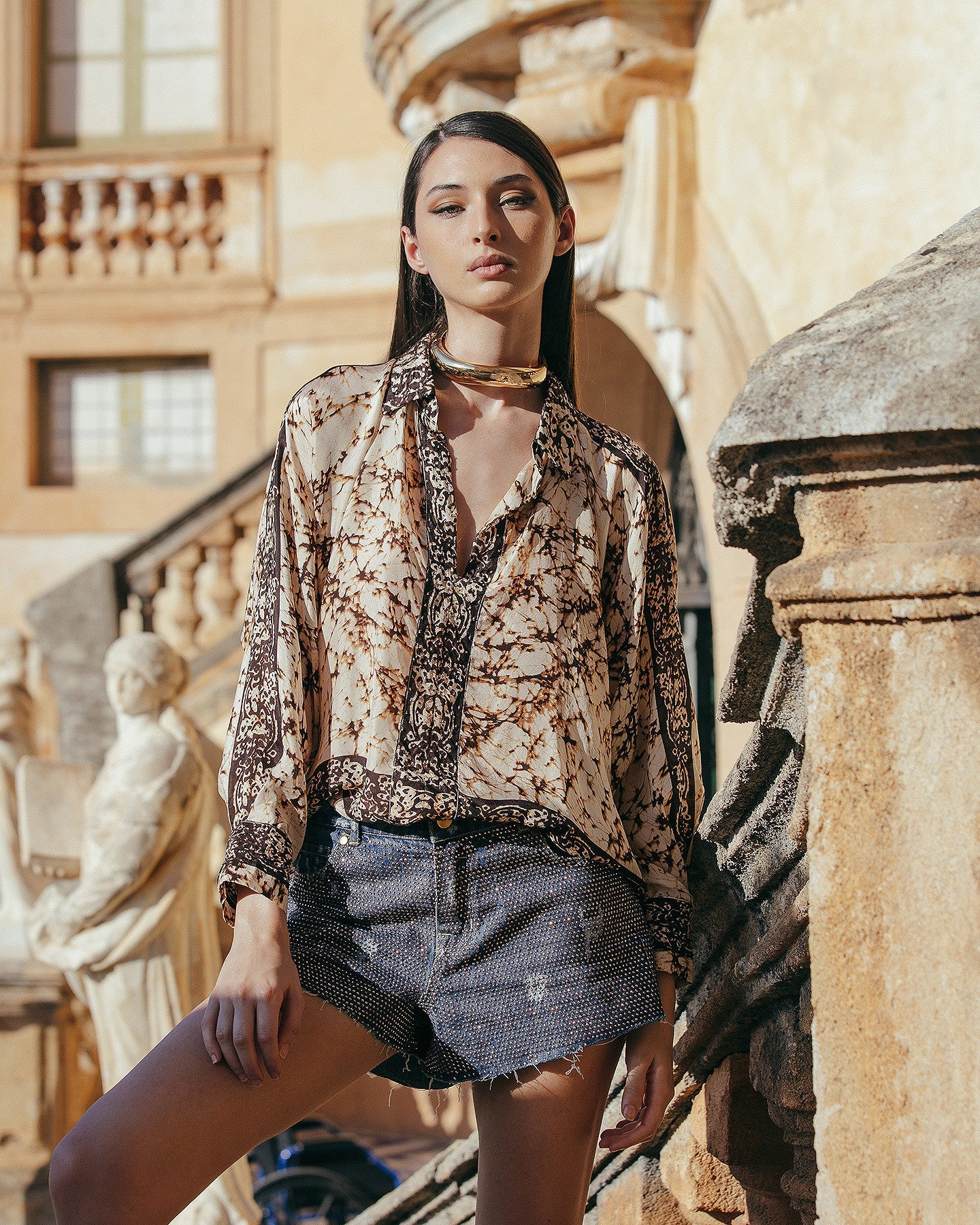 Short Jim - Bleu : Mini short en micro strass Mes Demoiselles
